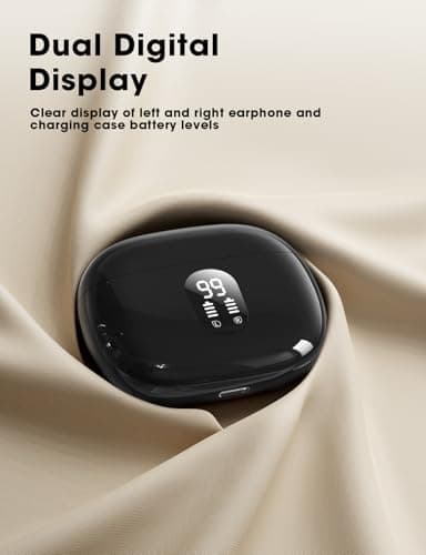 wyness Wireless Earbuds Bluetooth 5.3 Ear Buds, Hi-Fi Stereo Bass Ear Buds with 48H Playtime & LED Display, Lightweight in-Ear Headphones with Mic, IPX7 Waterproof, Touch Control for iPhone Black