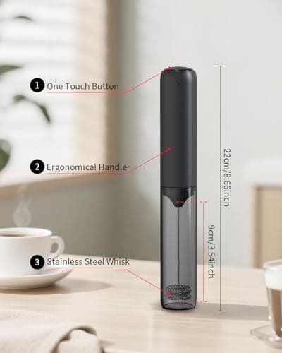 CIRCLE JOY Rechargeable Milk Frother Handheld, Dual Coil Whisk Head Electric Coffee Frother, Portable Hand Frother Wand Drink Mixer for Matcha Lattes Cappuccino, Kitchen Gifts, Black B0DPG6SNV1