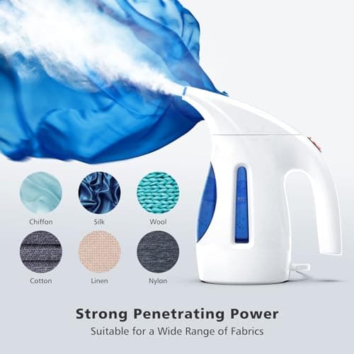 HiLIFE Steamer for Clothes, Portable Handheld Clothing Steamer, 240ml Big Capacity, 700W, Strong Power, Fabric Quick Wrinkle Remover for Home, Office, Travel (ONLY FOR 120V)-Blue