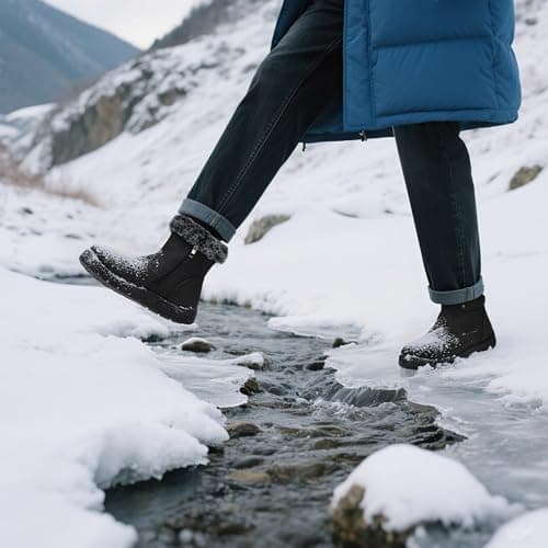 SHIBEVER Women's Snow Boots Winter Fur Lined Waterproof Anti-Slip Booties Women Ankle Snow Boots