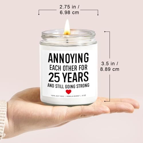 Younift Funny Scented Candle, 25th Anniversary, Gifts for Couple, 25th Wedding Anniversary Decorations, 25 Year Silver Anniv. Gifts for Husband, Wife, Him, Her, Women, Men, Friends, Parents B0D5J518NH