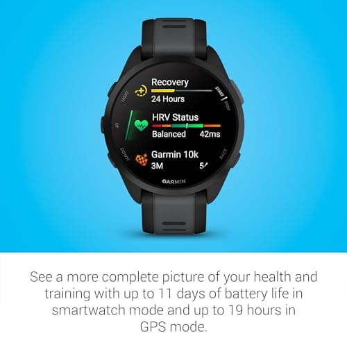 Garmin Forerunner 165, Running Smartwatch, Colorful AMOLED Display, Training Metrics and Recovery Insights, Black