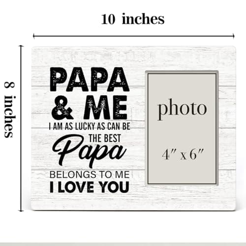 Rustic Papa and Me Wood Picture Frame 8 x 10 Inches, Wall Mount and Tabletop - 4 x 6 Inch Photo Oqtumes Papa Gift Wood Picture Frame, Gifts for Grandpa Grandad Grandfather B0CJ2SK25W