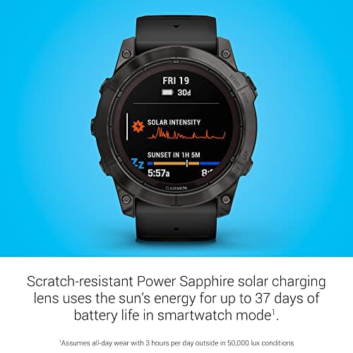 Garmin fēnix 7X Pro Sapphire Solar, Multisport GPS Smartwatch, Built-in Flashlight, Solar Charging Capability, Black