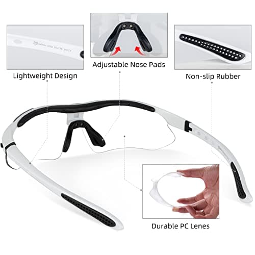 ROCKBROS Photochromic Sports Sunglasses Mens Pickleball Glasses Cycling Glasses MTB Sunglasses, with Removable Elasctic Band