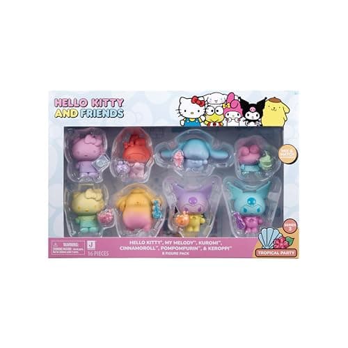 Jazwares Hello Kitty and Friends Ombre Tropical Party, 2” Figure 8-Pack - Removable Accessories - Officially Licensed Sanrio Product from Ages 6+ B0D4XHG8K9
