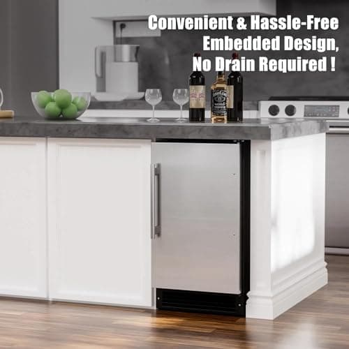 COTLIN Drainless Ice Maker 15" W with 22LBS Storage Bin, Free-Standing Under Counter Ice Maker Cabinet Ready, Crescent Ice for Home, No Drain Required, ETL Approved, 2026 Upgraded