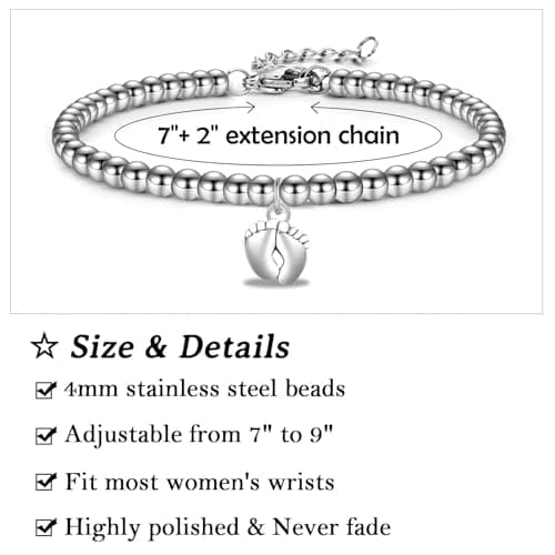 First Mothers Day Birthday Christmas Pregnancy Gifts for 1st Time Mom Gifts for New Mom Pregnant Women Mom to Be, Feet Charm Bracelet Jewelry B0CZMLLHL2