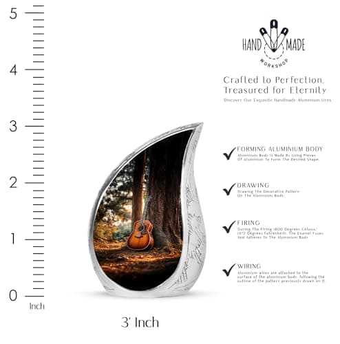 Guitar Urn for Kids Brown Drop Funeral Urns for Ashes for Women & Man 3 Inch Mini Memorial Gift for Loss of Mom Guitar Brown Drop Mini Urn for Kids Ashes Memorial Gift 3 Inch B0FV8VHR7N