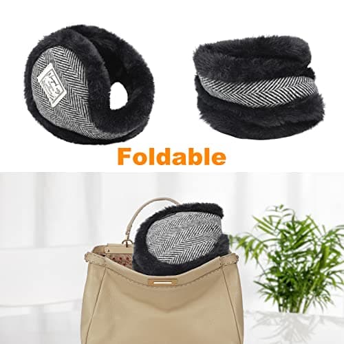 Surblue Unisex Foldable Ear Earmuffs Behind-the-Head Fur Winter Outdoor Ear Warmers