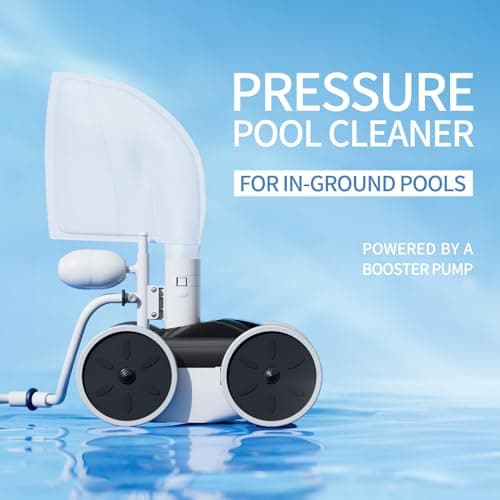 Amptyhub Upgrade Pool Pressure Side Sweeper: Professional Solution for Cleaning Your Swimming Pool (Four Wheels Better Than Three)