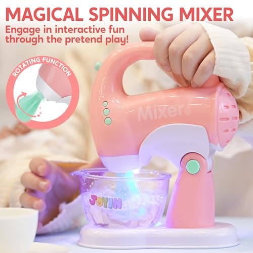 Joyin Play Kitchen Toys, Pretend Food Kitchen Accessories Girls Toy with Coffee Maker, Mixer, Toaster with Realistic Lights& Sounds, Birthday Gift for Kids B0CLVF5HM5