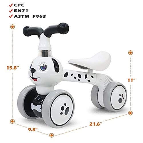 YGJT Baby Balance Bike Toys for 1 Year Old, Birthday Gifts for Boys and Girls, Silent Wheels & Non-Pedal Baby Walker Riding Toys for 10-36 Months Toddlers, Kids First Bike Gifts Spotty Dog B07RFLR3VY