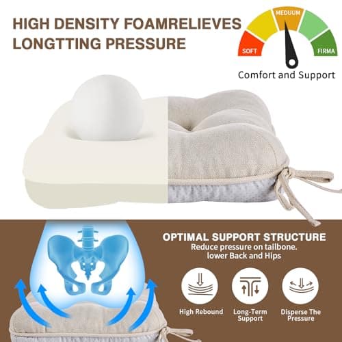 BETU Chair Cushions for Dining Chairs Set of 4,3.5" Thick Kitchen Table Chair Pads with Ties,Non Slip Backing and Covers, Seat Cushion for Dining Room,Bar,Patio Chairs,15.5"X15.5"X3.5",Beige