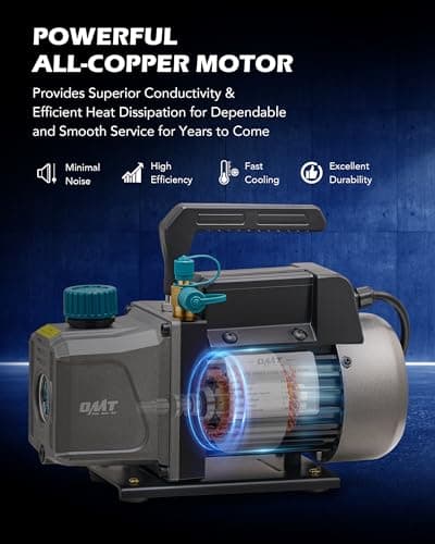 Orion Motor Tech Vacuum Pump, 3.5 cfm 1/4 hp HVAC Single Stage Vacuum Pump for R12 R22 R134a R410a R502, Auto AC Vacuum Pump Kit for Automotive Air Conditioner Resin Degassing & More, Oil Included