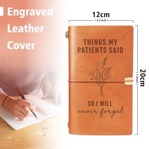 Nurses Appreciation Graduation Gifts for Women, LPN RN Nursing Student Gift for Nurses Week/Day, Engraved Refillable Notebook GiltGlimmer Nurse Gifts, Things My Patients Said Journal Leather Notebook B0GK6M9WZJ