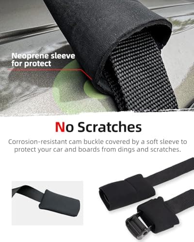 Abahub Soft Roof Rack Pads with 2 Tie Down Straps, 2 Tie Down Ropes, 2 Hood Loops and Storage Bag, for Surfboard, Kayak, Canoe, Heavy Duty Universal Car Roof Racks System Black 30 Inch