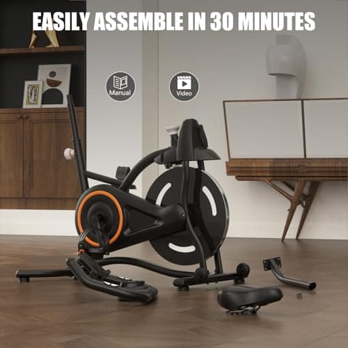 Hillhub Exercise Bike, Stationary Bikes for Home with Grip Pulse Sensor and Stepless Resistance Adjustment, Compact Indoor Cycling Bike with Tablet Mount, Compatible with APP Sync