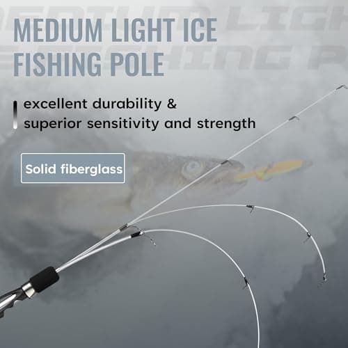 WIDDEN Ice Fishing Rod and Reel Combo, 27" Medium Light Spinning Ice Fishing Pole, Gear with Tackle Box Kit, Line, Lures for Saltwater, Freshwater Trout, Bass, Walleye