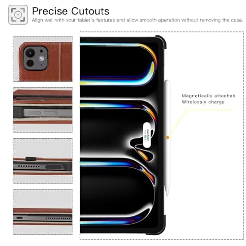 ZtotopCases for iPad Pro 12.9 6th/5th/4th/3rd Generation Case 2022/2021/2020/2018, Premium PU Leather Folio Cover, Auto Wake/Sleep, Multi Viewing Angles, Supports Pencil Pro and Touch ID, Brown
