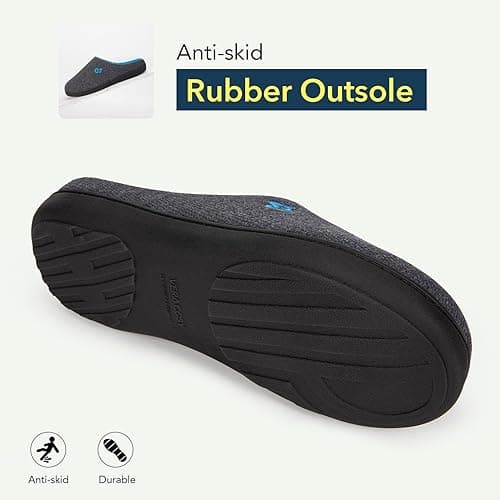 VeraCosy Men's Two-Tone Memory Foam House Slippers Indoor Outdoor Durable Rubber Sole