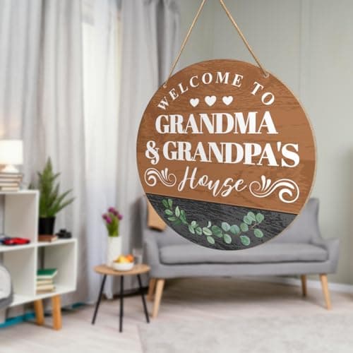Grandma and Grandpa House Signs Wall Decor for Front Door Porch Decorations, Grandparents Day Gifts, Father's Mother's Day Christmas Birthday Gift for Grandma Nana Grandpa Papa Grandparents