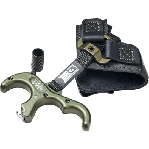 B3 ARCHERY Exit Hunter Archery Compound Bow Hunting Equipment 3-Finger Stainless Steel Easy Attach Lock-and-Load Release Aid with Wrist Strap