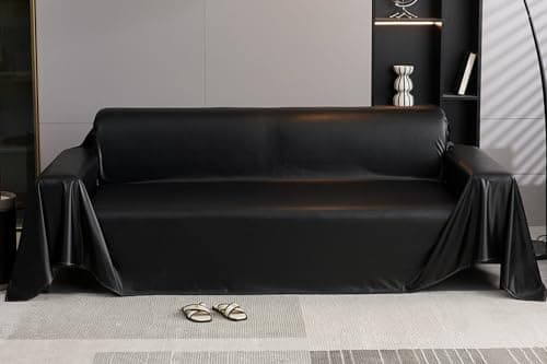 vctops Waterproof Faux PU Leather Sofa Covers for Sectional Sofa Vintage Couch Cover for Dogs Loveseat Covers Futon Cover L Shaped Cover Wipeable Couch Protector (Black,71"x51")
