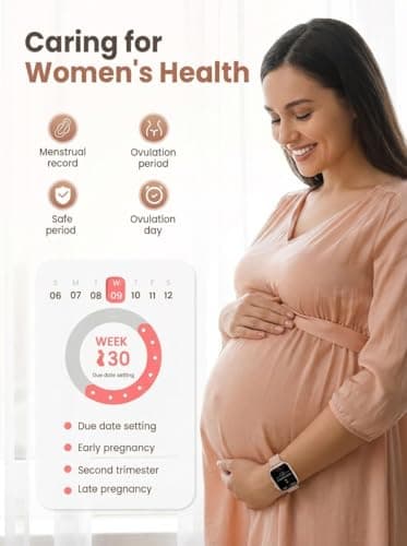 SKG V7 Pro Smart Watch for Women with Alexa & Bluetooth Calling, 1.69" Fitness Tracker with Heart Rate SpO2 Sleep Monitor, IP68 Waterproof, Long Battery & 200+ Dials for Android iPhone, Pink