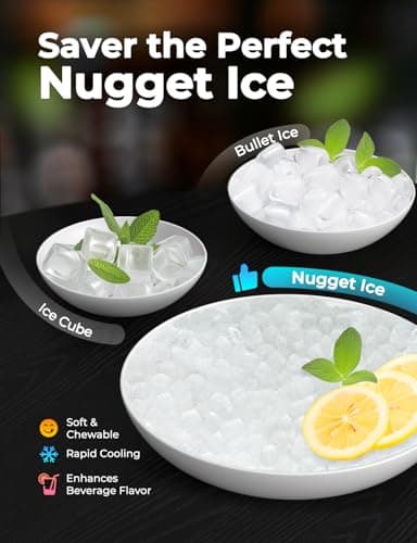 22" Commercial Nugget Ice Maker Machine 420LBS/24H with 350LBS Storage Bin, Nugget Ice Style, Air Cooled Powerfull Compressor, Industrial Nugget Ice Machine for Business