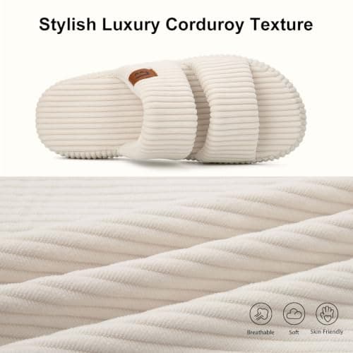 Dual-Strap Slide Sandals, Comfortable Cushioning , Lightweight Non-Slip Sole, Home Bedroom, Birthday Gift, Machine Washable LongBay Slippers for Women Memory Foam Open Toe Indoor House Shoes Gifts B0DP277YRM