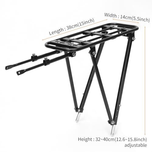 Bike Rear Rack Aluminum: Fits Most 26-29" No Disc Brake & Some Disc Brake Bikes (See The Image Gallery to Check Compatibility), 60lbs Capacity Bike Cargo Rack, Assembly