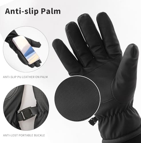 Jeniulet Waterproof Winter Gloves for Men Warm Ant-slip Touchscreen Ski Snow Cycling Running Cold Weather Long Fleece Lining