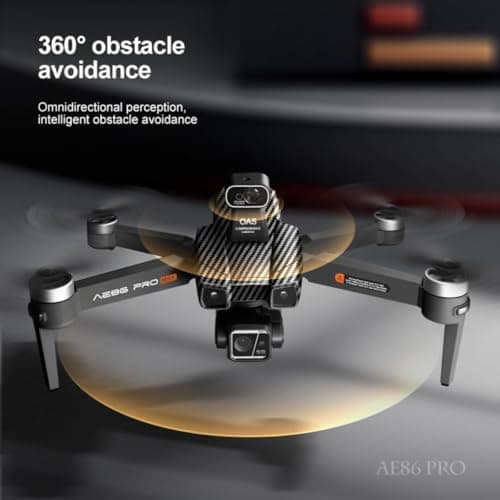 AE86ProMax+Drones with Camera for Adults 4K Video,Touch Screen Tablet Remote and 3-Axis Mechanical Gimbal, 5G Digital Transmission, 360° Laser Obstacle Avoidance, GPS Auto Return,Three 8000mAh 45 Mins Long Endurance, 500g Payload, Smart Follow Waypoint Flight Foldable Quadcopter, Up to 5 Miles Range (Carbon Fiber, 3 Batteries)