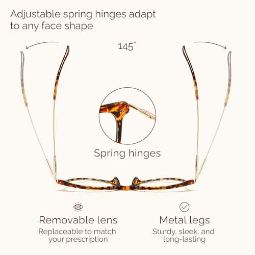 Gaoye Blue Light Blocking Glasses - Trending Round TR90 Frames, Metal Arms, UV400 Protection - Matching Soft Case