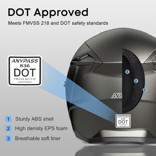 Motorcycle Helmets for Adults, Open Face Motorcycle Helmet with Dual Visor, Casco para Moto DOT Certified, ATV Dirt Bike Snowmobile Motocross Helmet for Men Women, Quick Release Strap, AP-836