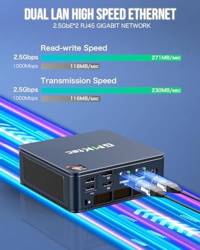 GMKtec M5 Plus Gaming Mini PC Ryzen 7 5825U (Upgraded 7430U), 32GB RAM 1TB SSD Dual NIC LAN 2.5GbE Desktop Computers Office Home, Triple 4K Display, WiFi 6E, USB3.2, USB-C, BT 5.2, DP, HDMI