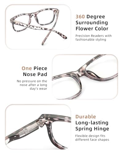JOLISU 5 Pack Reading Glasses For Women - Stylish Blue Light Blocking Readers -Womens Men Spring Hinge Eyeglasses (2.00)