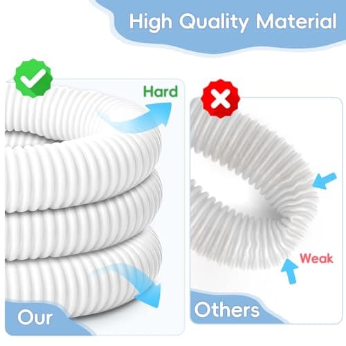 Replacement Pool Hoses for Above Ground Pools 1 1/4, 59" Long Swimming Pool Hose, 4 Pack White Pool Pump Hose with 8 Metal Clamps