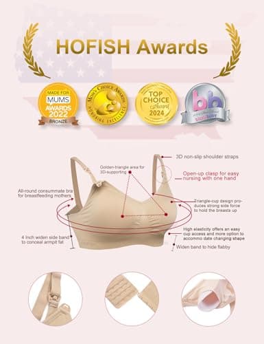 HOFISH 3PACK Full Bust Seamless Nursing Maternity Bras Bralette S-XXL with Extra Bra Extenders & Clips