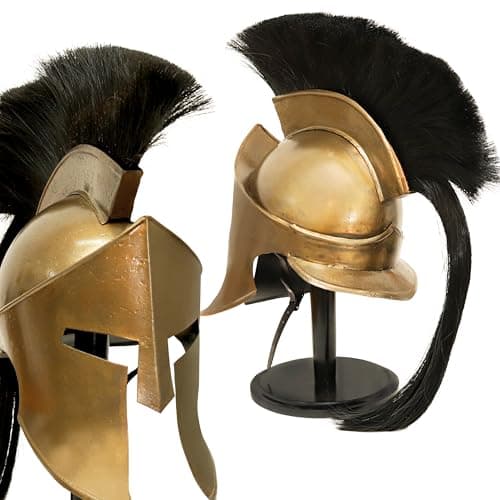 300 Spartan Helmet Medieval Armour King Leonidas Greek Spartan 300 Roman Helmet with Wooden Stand Rustic Vintage Home Decor Gifts