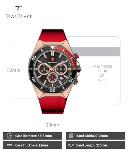 TEARTRACE Watches for Men Luxury Quartz Casual Chronograph 3ATM Waterproof Sport Wrist Watches Multifunctional with Silicone Strap Mens Watches
