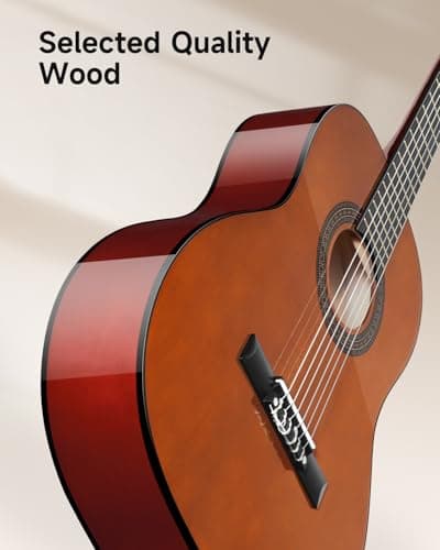 Moukey 36" Acoustic Guitar for Beginners Kids Youth 3/4 Size Dreadnought Travel Guitarra Acustica Kit with Chord Poster, Gig Bag, Tuner, Picks, Nylon Strings, Capo, Strap - Brown