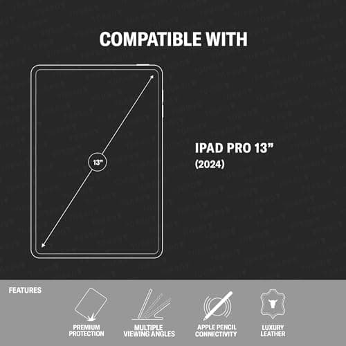 TORRO Case Compatible with iPad Pro 13” (2025/2024) – Premium Leather iPad Pro 13” M5 / M4 Case with Stand Function, Apple Pencil Connectivity and Wake/Sleep Function (Dark Brown)