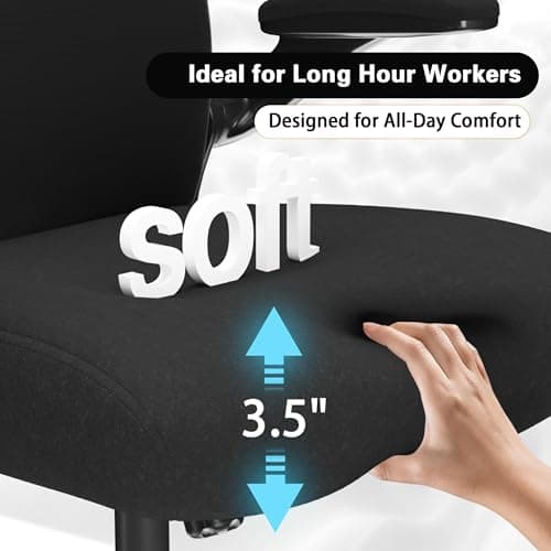 Office Desk Chair with Ergonomic Lumbar Support, Extra-Thick Seat Cushion, Flip-up Arms, Breathable Mesh Back, Computer Task Chair for Home Office