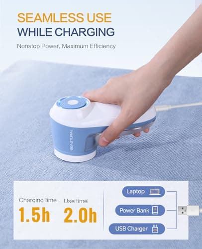 BEAUTURAL Fabric Shaver, Rechargeable Lint Remover for Clothes, Electric Lint Shaver with 6-Leaf Blades, Sweater Shavers to Fuzz, Lint Balls, Pillings, Bobbles for Clothes and Furniture