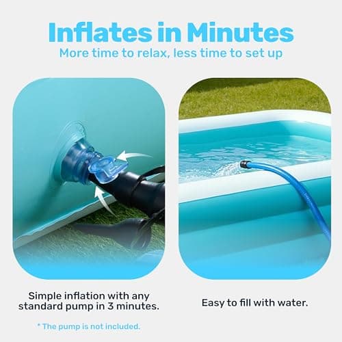 SLOOSH Inflatable Pool for Adults with Seats, 120" x 72" x 22" Full-Sized Blow Up Durable Thickened Above Ground Family Pool, Large Swimming Pools for Backyard Garden Lawn Summer Water Party, Cyan