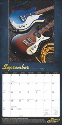 Electric Guitars | 2025 12 x 24 Inch Monthly Square Wall Calendar | Foil Stamped Cover | Plastic-Free | BrownTrout | Instrument Entertainment
