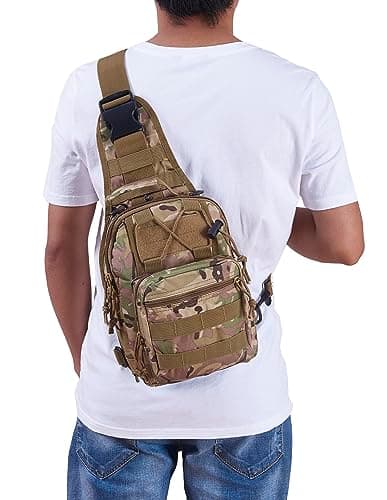 FAMI Outdoor Tactical Bag Backpack, Military Sport Bag Pack Sling Shoulder Backpack Tactical Satchel for Every Day Carry (CP)