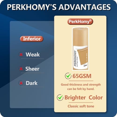PerkHomy Brown Kraft Paper Roll 17.5" x 1,200" (100') for Gift Wrapping Bulletin Board Craft Art Bouquet Flower Packing Valentines Easel Moving Shipping Floor Poster Covering Table 70GSM 50LB B0C1RC5Y7F